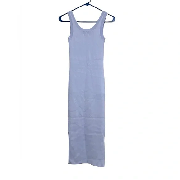 💙 Staples by The Drop Sky Blue Ribbed Midi Dress – XXS – Viscose/Nylon Blend - Picture 4 of 7